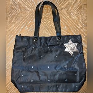 NWOT Bath And Body Works VIP Black Nylon Studded Tote w/Star Detail 16"x…